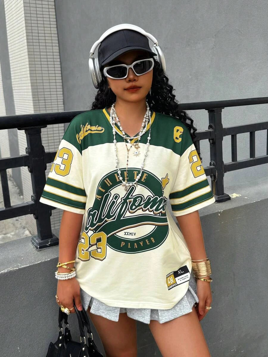 Hip-Hop Women Summer Los Angeles No.23 Fashion V-Neck Tee