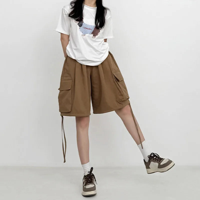 Japanese Street Cargo Shorts Loose Shorts