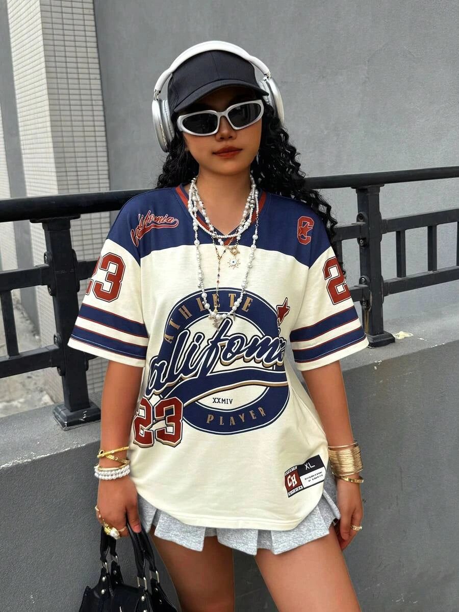 Hip-Hop Women Summer Los Angeles No.23 Fashion V-Neck Tee
