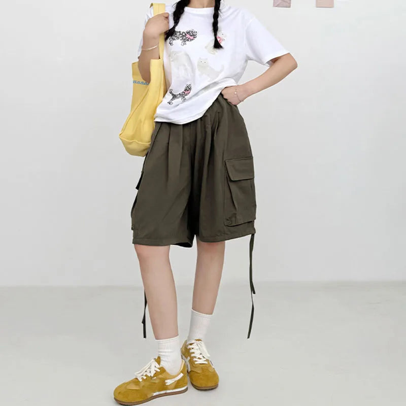 Japanese Street Cargo Shorts Loose Shorts