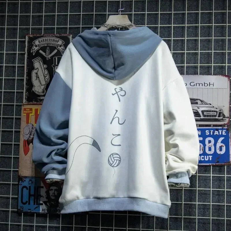 Night Life Japanese Style Hoodie Cat Patchwork