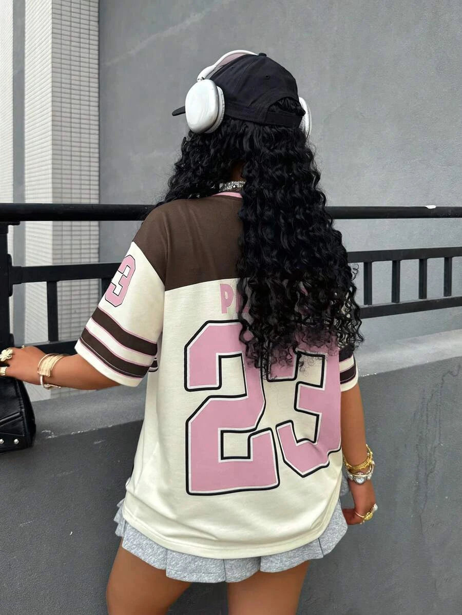 Hip-Hop Women Summer Los Angeles No.23 Fashion V-Neck Tee