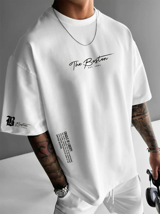 Men's loose Boston city swag Shirt