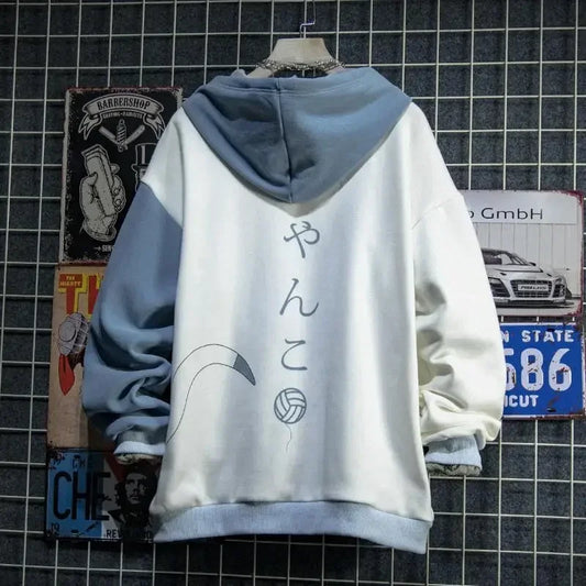 Night Life Japanese Style  Hoodie Cat Patchwork