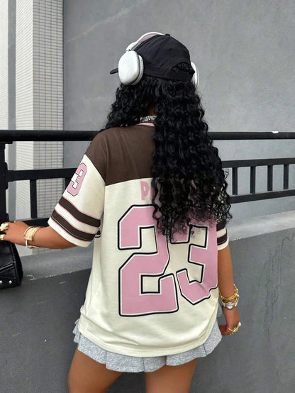 Hip-Hop Women Summer  Los Angeles No.23 Fashion V-Neck Tee