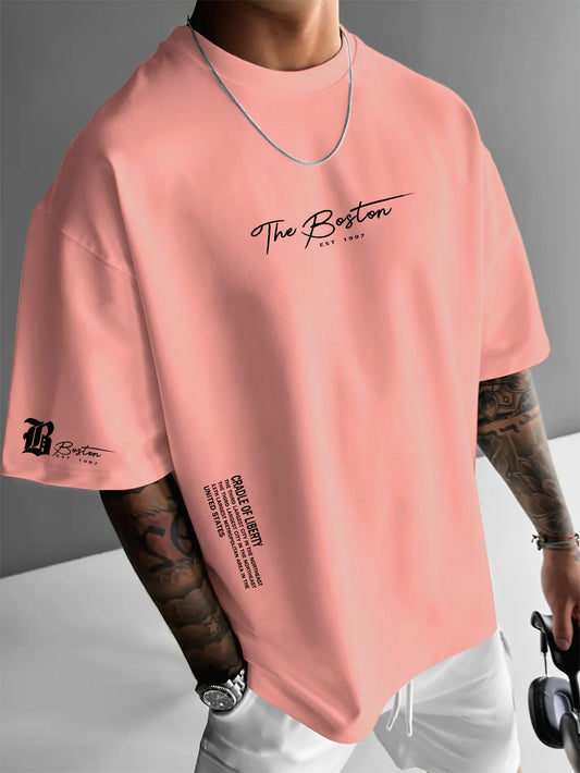 Men's loose Boston city swag Shirt